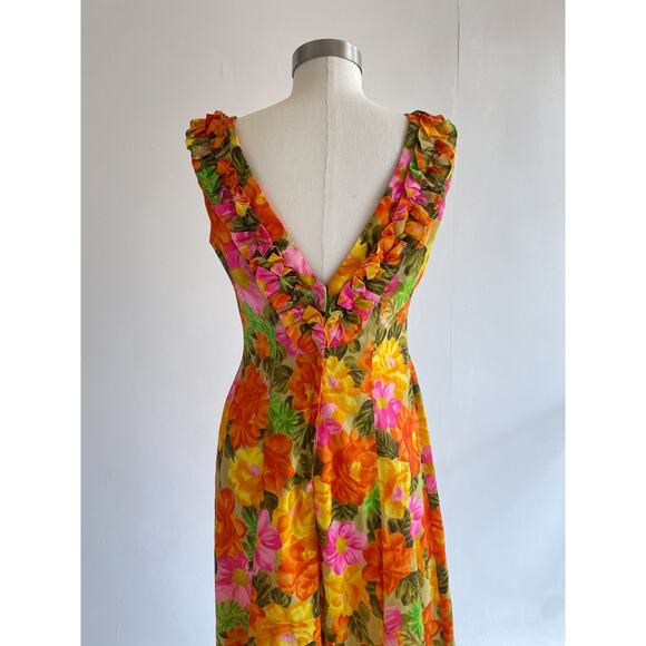 Vtg 60's Liberty House Ja-Na Tropical Floral Hawaiian Maxi Dress Sz S/M Retro - Picture 10 of 10